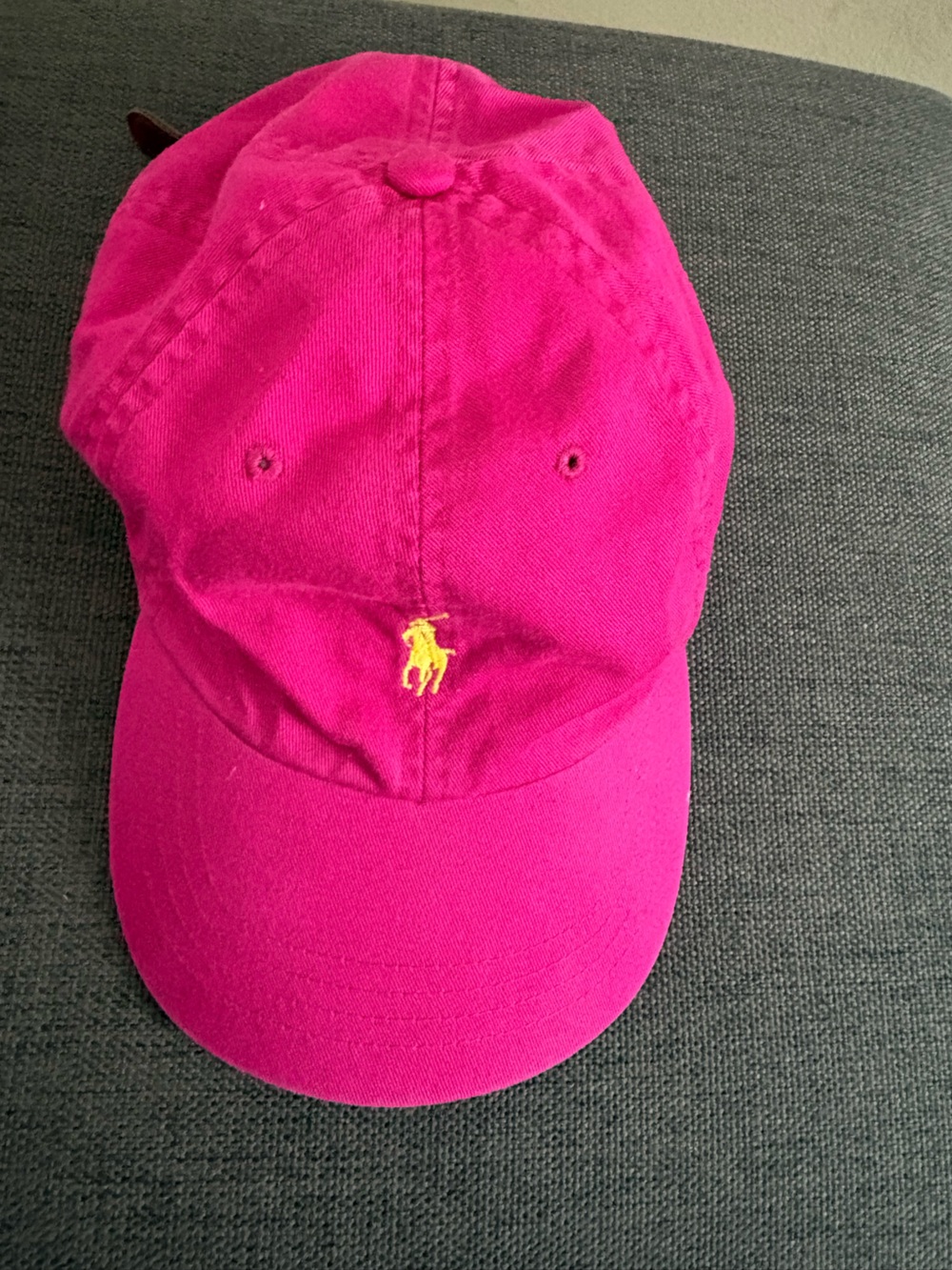 Unisex Polo Ralph Lauren Pink with Yellow Logo Baseball Cap Pre Owned